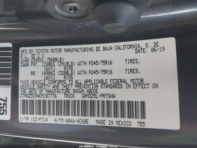 Toyota Tacoma Sr5 V6 2019 3TMAZ5CN4KM107776 Image 9