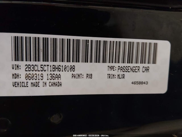 Продаж на аукціоні авто 2011 Dodge Charger R/t, vin: 2B3CL5CT1BH610108, номер лоту: 44693652