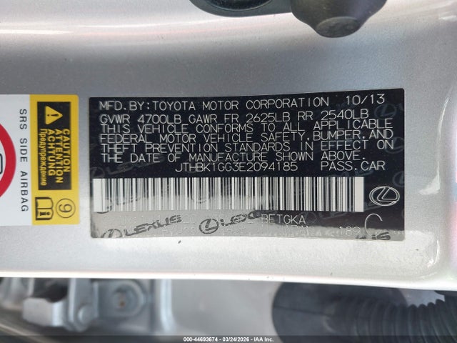 Продажа на аукционе авто 2014 Lexus Es 350, vin: JTHBK1GG3E2094185, номер лота: 44693674