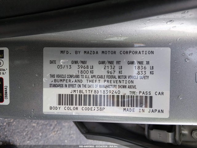 Продажа на аукционе авто 2013 Mazda Mazda3 I Sv, vin: JM1BL1TF8D1839240, номер лота: 44693684