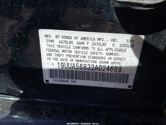 Продажа на аукционе авто 2002 Acura Tl 3.2 Type S, vin: 19UUA56832A024669, номер лота: 44693707