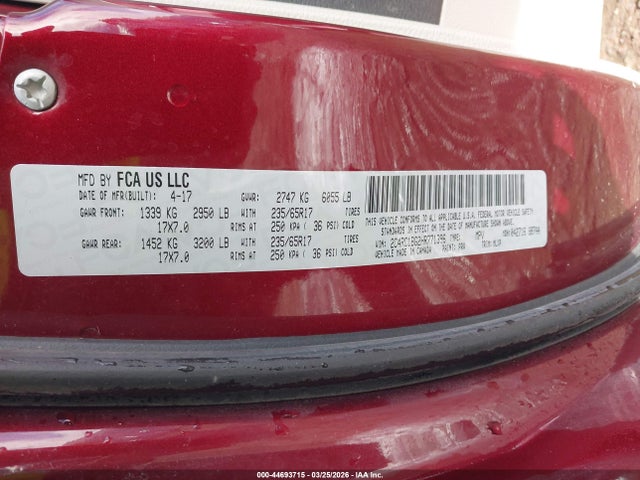 Aukcja sprzedaży 2017 Chrysler Pacifica Touring-l, vin: 2C4RC1BG2HR771396, numer aukcji: 44693715