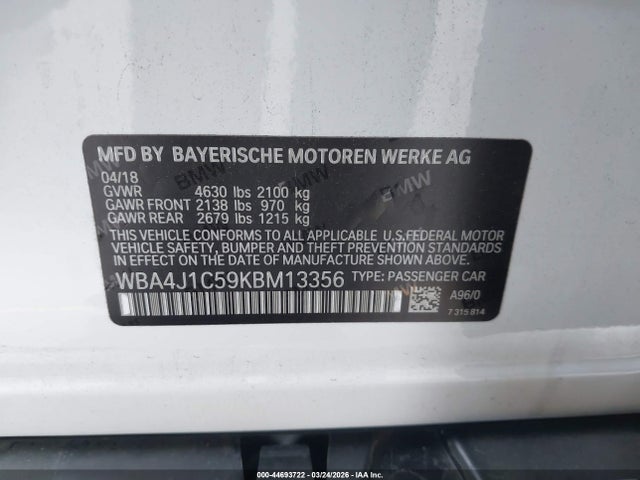 2019 BMW 430I GRAN COUPE WBA4J1C59KBM13356 Photo 8