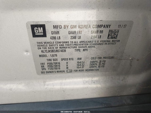 Chevrolet TRAX LS 2018 KL7CJKSB2JB574039 Image 9