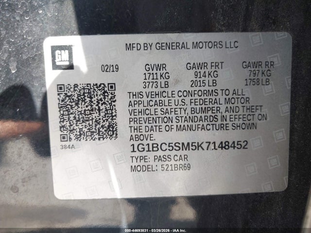 2019 CHEVROLET CRUZE 1G1BC5SM5K7148452 Photo 8