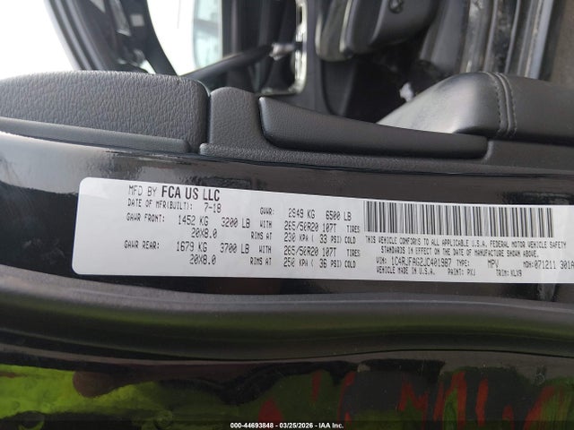 Aukcja sprzedaży 2018 Jeep Grand Cherokee Altitude 4x4, vin: 1C4RJFAG2JC401987, numer aukcji: 44693848