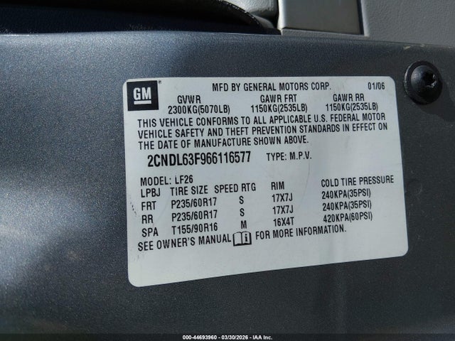 2006 CHEVROLET EQUINOX 2CNDL63F966116577 Photo 8