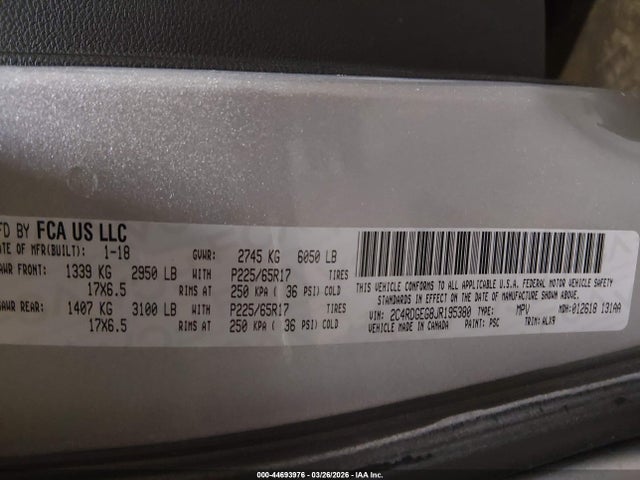 2C4RDGEG8JR195380 Dodge Grand Caravan Gt