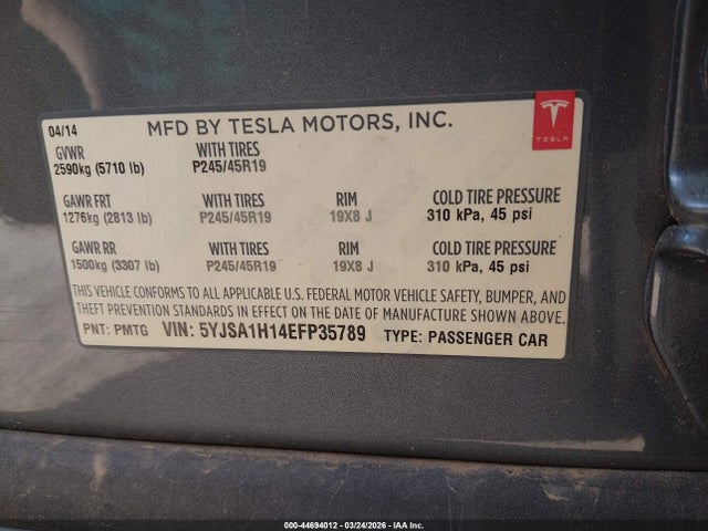 2014 TESLA MODEL S 5YJSA1H14EFP35789 Photo 8
