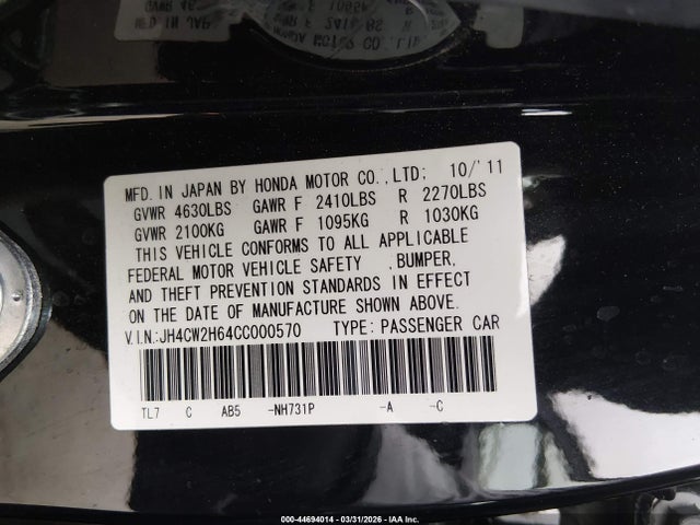 2012 ACURA TSX JH4CW2H64CC000570 Photo 8