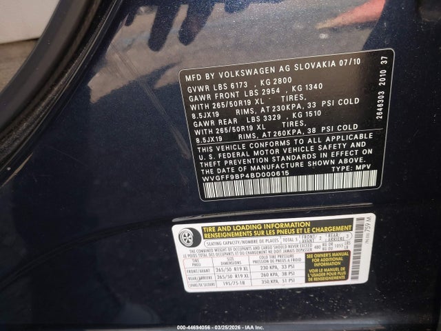 2011 VOLKSWAGEN TOUAREG WVGFF9BP4BD000615 Photo 8