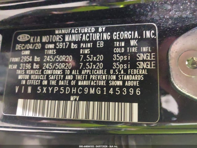 Продаж на аукціоні авто 2021 Kia Telluride Sx, vin: 5XYP5DHC9MG145396, номер лоту: 44694103