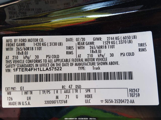 2020 FORD RANGER 1FTER4FH1LLA57522 Photo 8