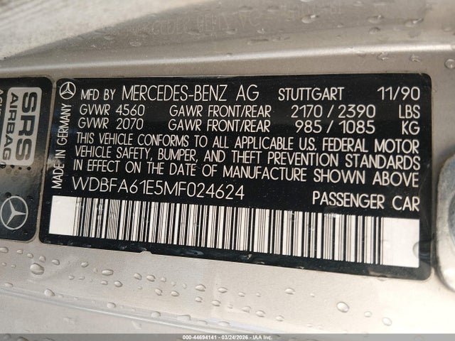 1991 MERCEDES-BENZ 300 WDBFA61E5MF024624 Photo 8