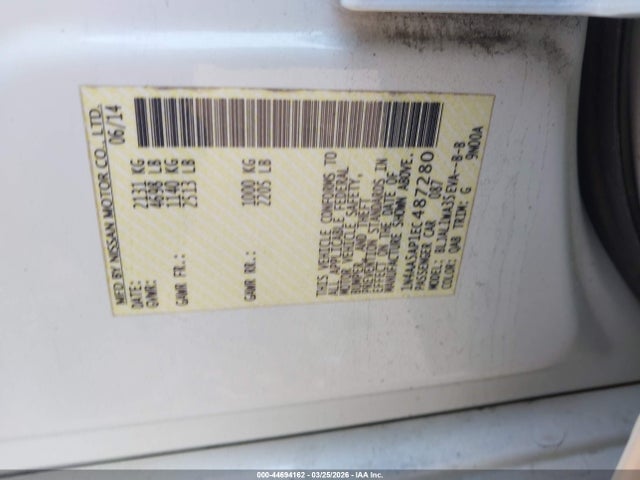 Aukcja sprzedaży 2014 Nissan Maxima 3.5 S/3.5 Sv, vin: 1N4AA5AP1EC487280, numer aukcji: 44694162