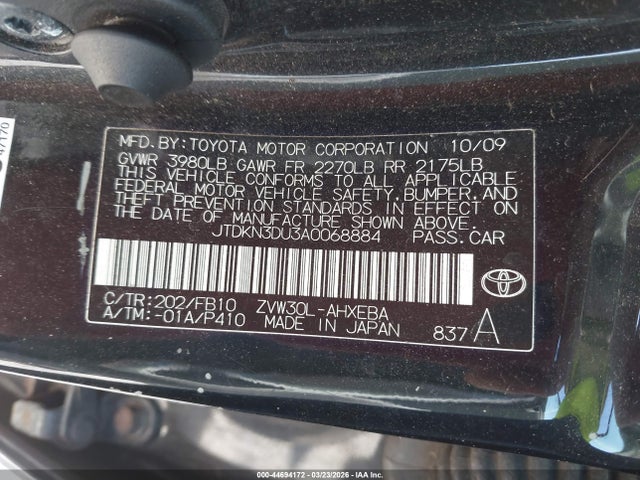 2010 TOYOTA PRIUS JTDKN3DU3A0068884 Photo 8