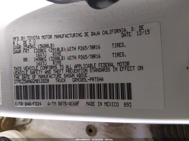 3TMCZ5AN6GM012820 Toyota Tacoma Trd Off Road