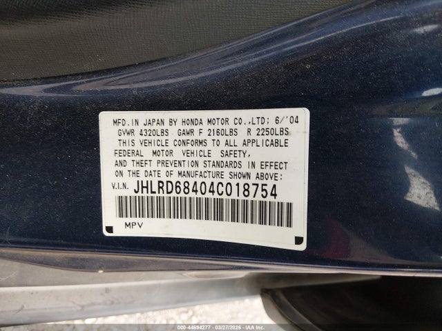 2004 HONDA CR-V JHLRD68404C018754 Photo 8