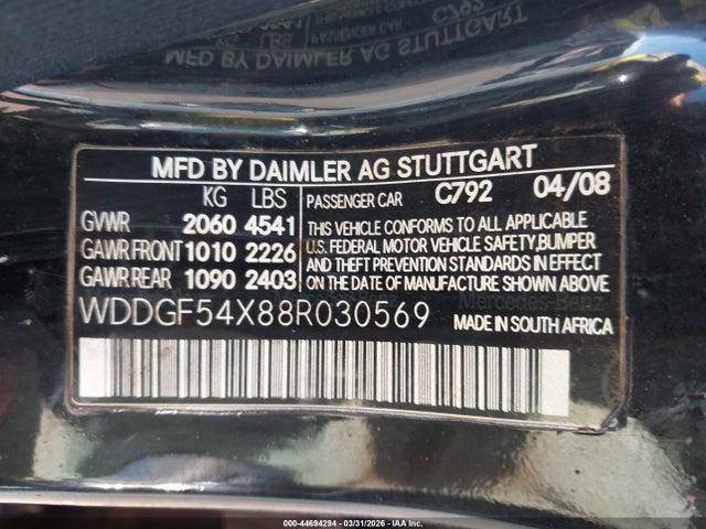 Продажа на аукционе авто 2008 Mercedes-benz C 300 Luxury/sport, vin: WDDGF54X88R030569, номер лота: 44694294
