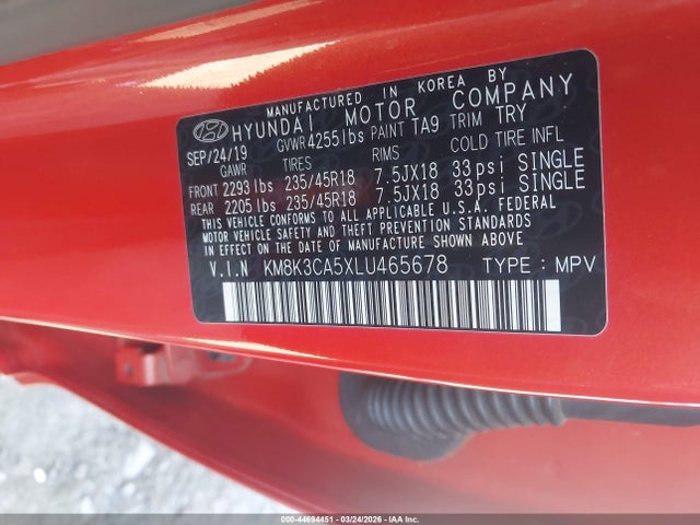 2020 HYUNDAI KONA KM8K3CA5XLU465678 Photo 8