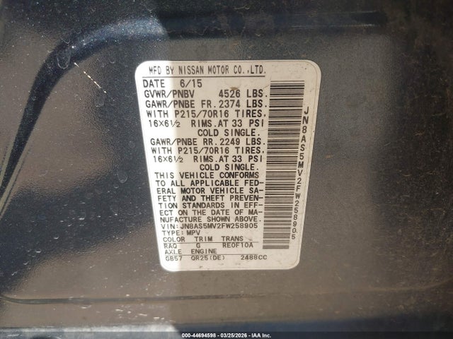 Nissan Rogue Select S 2015 JN8AS5MV2FW258905 Image 9