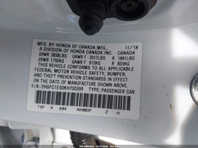 Honda CIVIC SI 2019 2HGFC1E50KH700399 Image 9