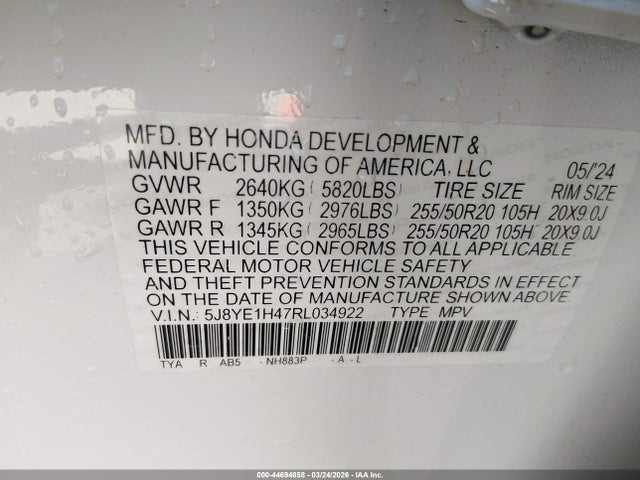 Продажа на аукционе авто 2024 Acura Mdx Technology Package, vin: 5J8YE1H47RL034922, номер лота: 44694858