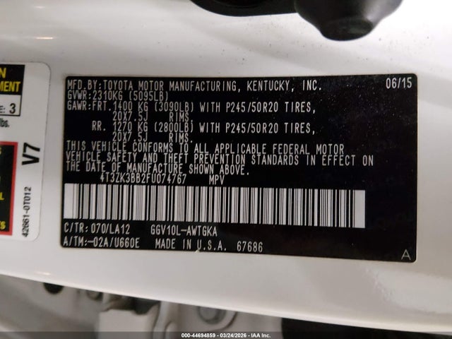 2015 TOYOTA VENZA 4T3ZK3BB2FU074767 Photo 8