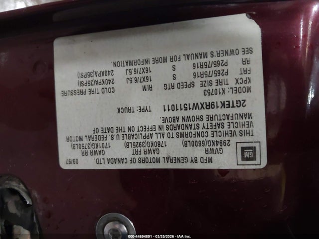 Aukcja sprzedaży 1998 Gmc Sierra 1500 Sl Wideside, vin: 2GTEK19RXW1511011, numer aukcji: 44694891