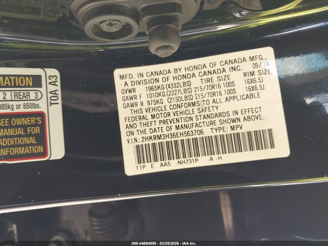 2HKRM3H36EH563706 Honda CR-V LX