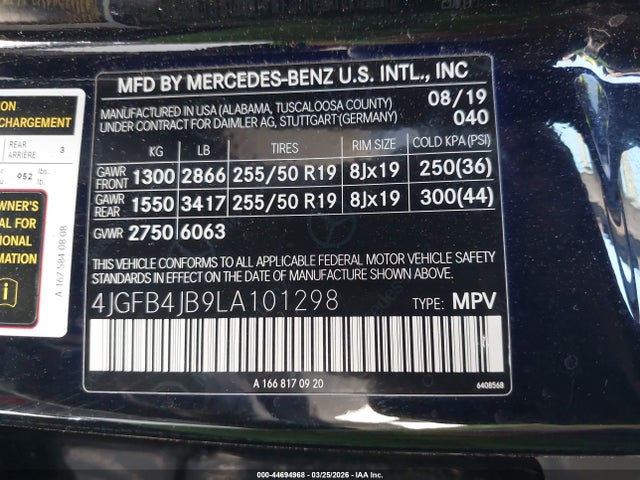 4JGFB4JB9LA101298 Mercedes-Benz GLE 350