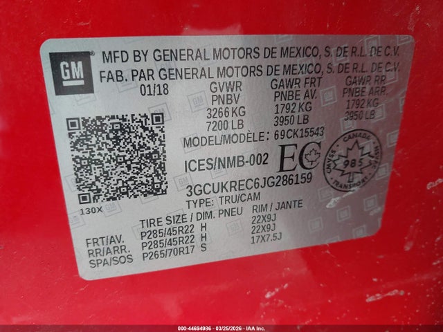 Chevrolet Silverado 1500 2lt 2018 3GCUKREC6JG286159 Image 9