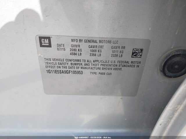 2016 CHEVROLET MALIBU LIMITED 1G11E5SA9GF105953 Photo 8