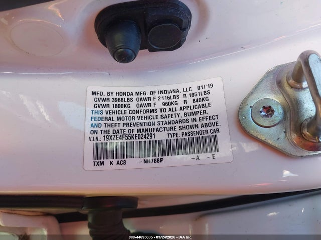 Aukcja sprzedaży 2019 Honda Insight Ex, vin: 19XZE4F55KE024291, numer aukcji: 44695005
