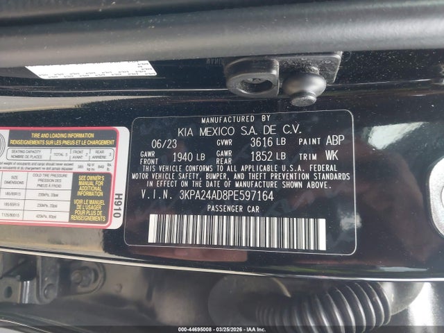 Продаж на аукціоні авто 2023 Kia Rio Lx, vin: 3KPA24AD8PE597164, номер лоту: 44695008