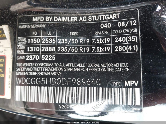 Продаж на аукціоні авто 2013 Mercedes-benz Glk 350, vin: WDCGG5HB0DF989640, номер лоту: 44695066