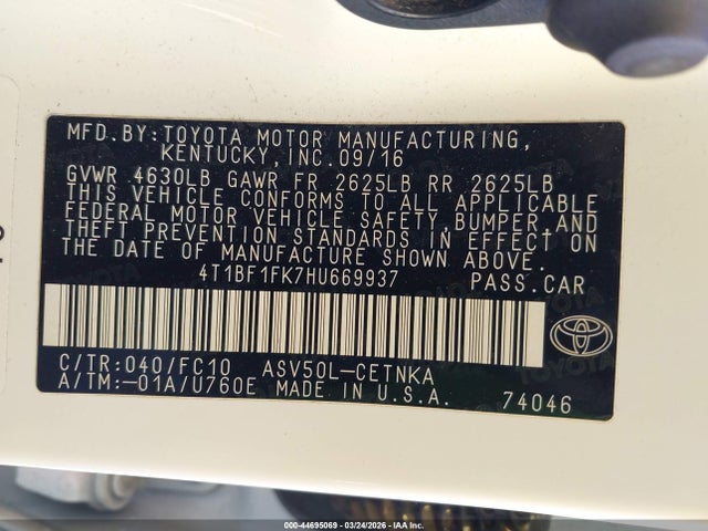Toyota CAMRY LE 2017 4T1BF1FK7HU669937 Image 9