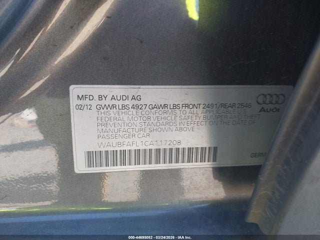 Aukcja sprzedaży 2012 Audi A4 2.0t Premium, vin: WAUBFAFL1CA117208, numer aukcji: 44695082