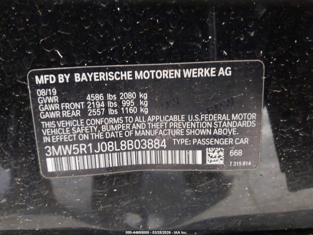 BMW 330I 2020 3MW5R1J08L8B03884 Image 9
