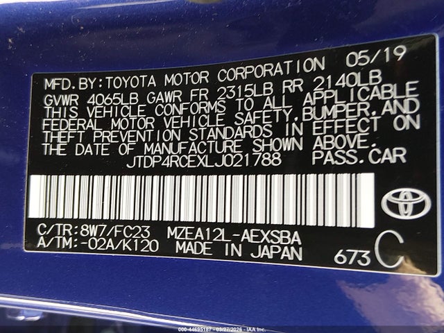 JTDP4RCEXLJ021788 Toyota COROLLA SE