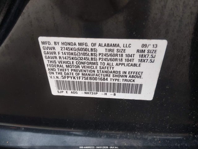 2014 HONDA RIDGELINE 5FPYK1F75EB001684 Photo 8