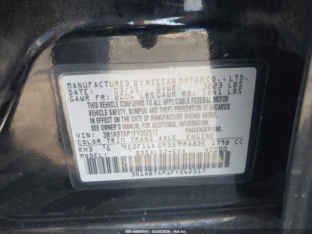 Nissan SENTRA SV 2015 3N1AB7AP1FY262517 Image 9