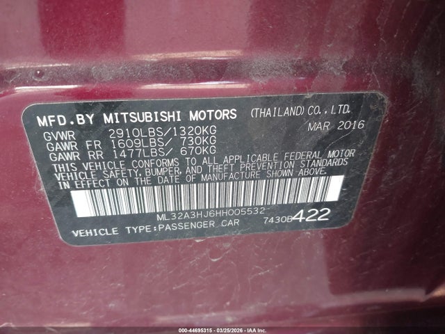 2017 MITSUBISHI MIRAGE ML32A3HJ6HH005532 Photo 8