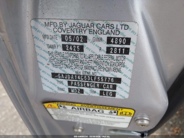 2003 JAGUAR XJ SAJDA14C63LF55776 Photo 8