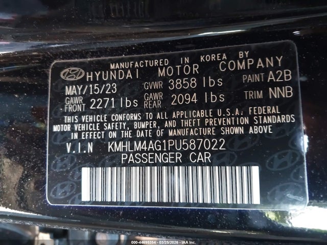 KMHLM4AG1PU587022 Hyundai ELANTRA SEL