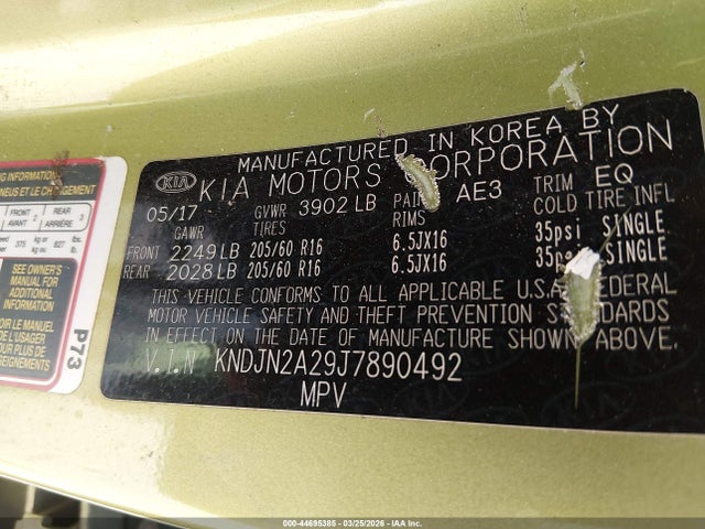 Aukcja sprzedaży 2018 Kia Soul, vin: KNDJN2A29J7890492, numer aukcji: 44695385