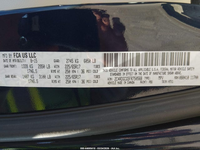 Dodge Grand Caravan Sxt 2015 2C4RDGCG5FR750568 Image 9