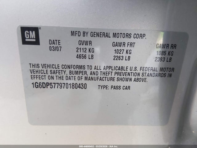 44695452 :رقم المزاد ، 1G6DP577970180430 vin ، 2007 Cadillac Cts Standard مزاد بيع