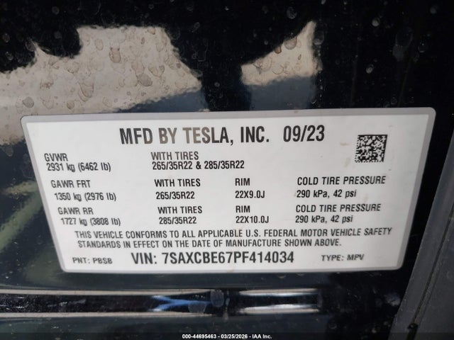 2023 TESLA MODEL X 7SAXCBE67PF414034 Photo 8