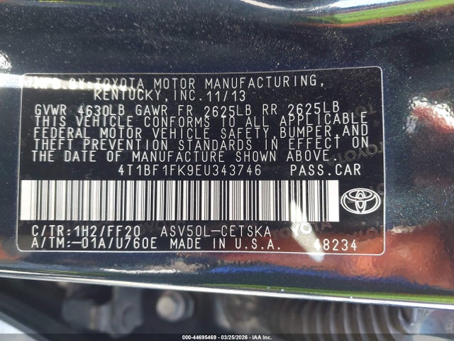 Toyota CAMRY SE 2014 4T1BF1FK9EU343746 Image 9
